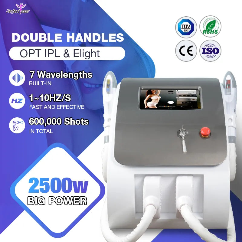 OPT IPL permanent hair removal elight Skin Rejuvenation two handles More than 600000 shots Beauty Machine