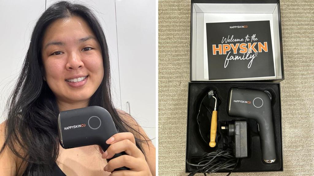 Melody Teh, news.com.au checkout Deputy Editor, was very happy with the results of the HappySkin Diamond IPL Hair Removal Handset. Picture: Supplied/Melody Teh