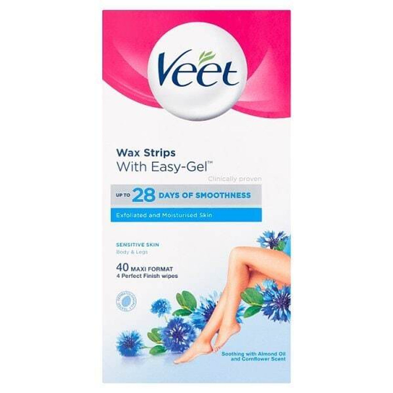 Veet Easy-Gel 20 Wax Strips 2 Perfect Finish Wipes (Up to 28 Days Of Smoothness)