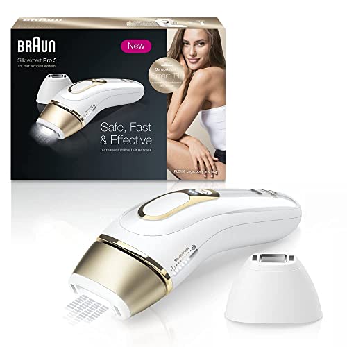 Braun IPL Long-Lasting Hair Removal for Women and Men Silk Expert Pro 5 PL5137 with Venus Swirl Razor, Long-lasting Reduction in Hair Regrowth for Body & Face, Corded