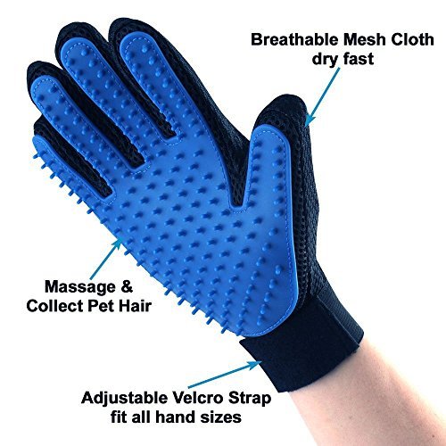 Petetpet Pet Grooming Gloves Hair Removal Mitt Pet Deshedding Brush Massage Tool for Dogs Cats (1 Pack(Right-Hand))