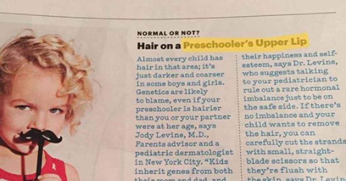 Mum Slams Parenting Magazine That Suggests Mums And Dads Could Wax Or Pluck Children's Upper Lip Hair