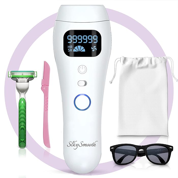 SlkySmooth IPL Hair Removal Device 999,999 Flashes | Laser Hair Remover for Women Men | Permanent Facial Upper Lip Bikini Line Legs Face Body Lazer System Kit