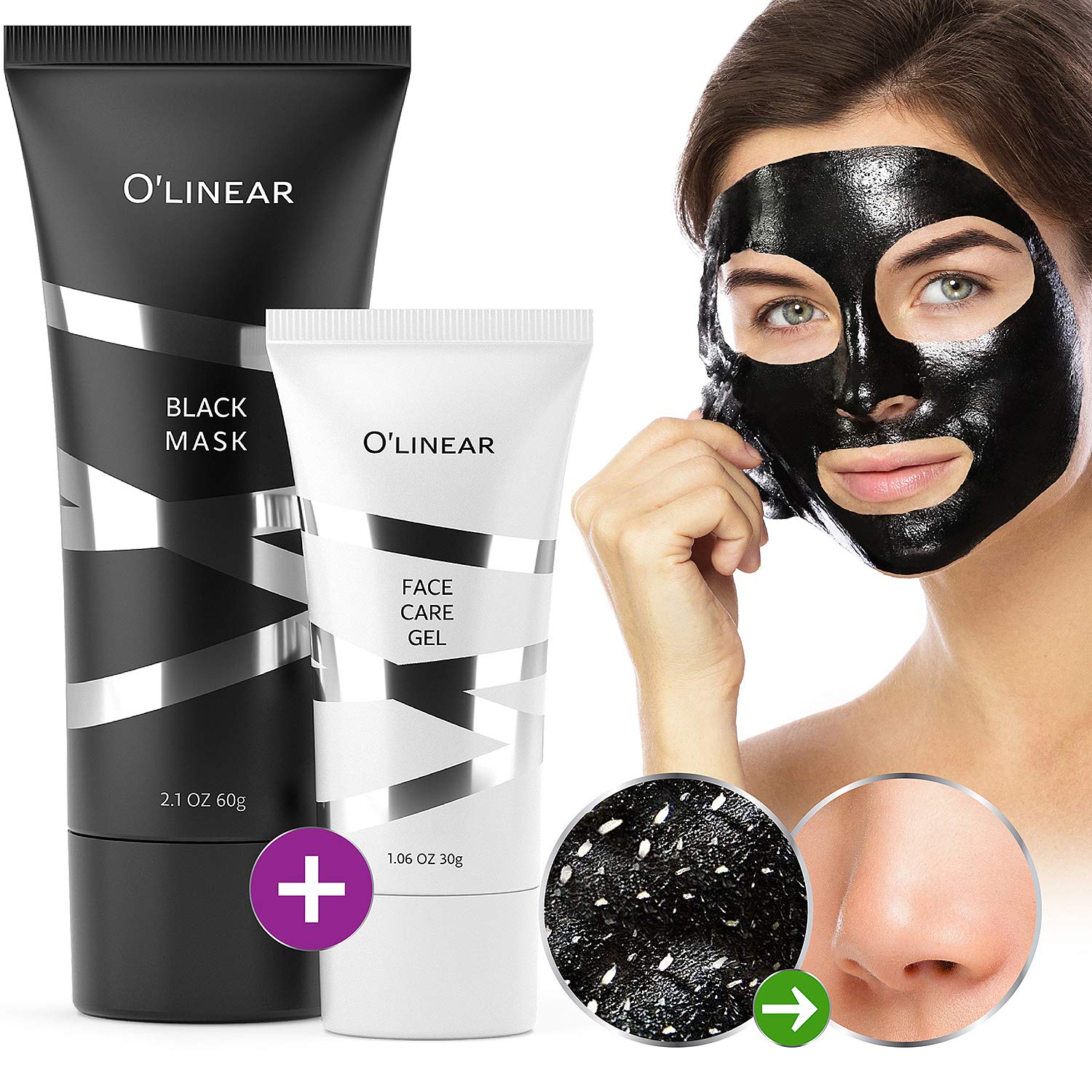 Black Charcoal Mask Blackhead Remover - Face Peel Off Mask With Natural Activated Organic Bamboo Charcoal - Deep Cleansing Pore Blackhead Removal - Purifying Face Mask & Face Care Gel for Women & Men