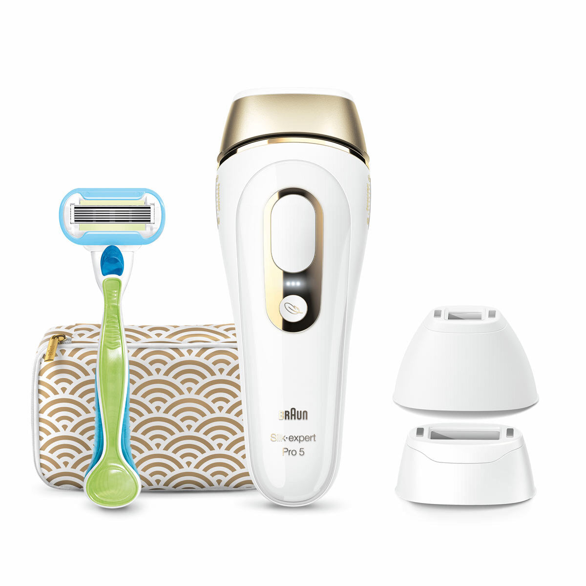 Braun ipl units with two heads, venus razor and vanity bag