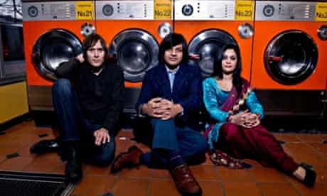 Cornershop ... From left: Ben Ayres, Tjinder Singh and Punjabi singer Bubbley Kaur. Photograph: Sarah Lee for the Guardian