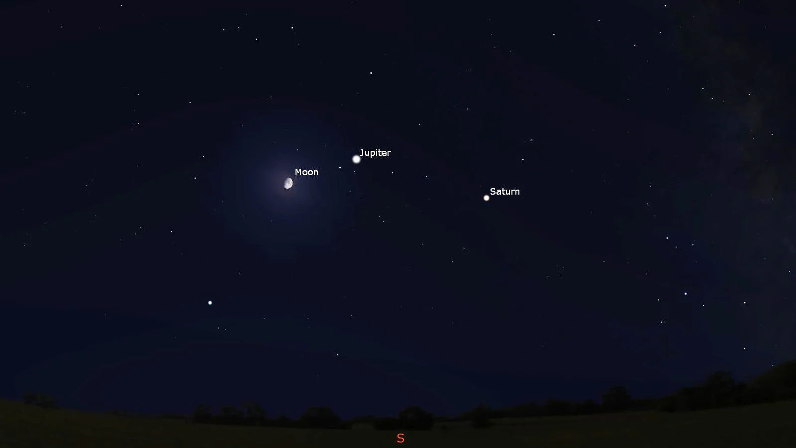 Watch tonight as the Waxing Moon teams up with Jupiter and Saturn in the sky