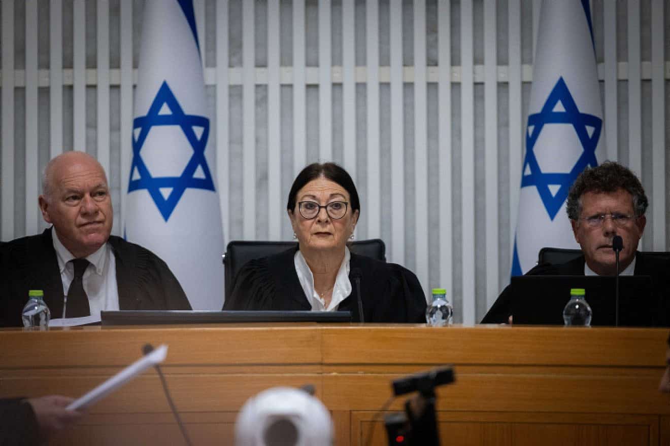 Chief Justice of Israel's Supreme Court Esther Hayut at the hearing of the government's "reasonableness" law, at the Supreme Court in Jerusalem, Sept. 12, 2023.