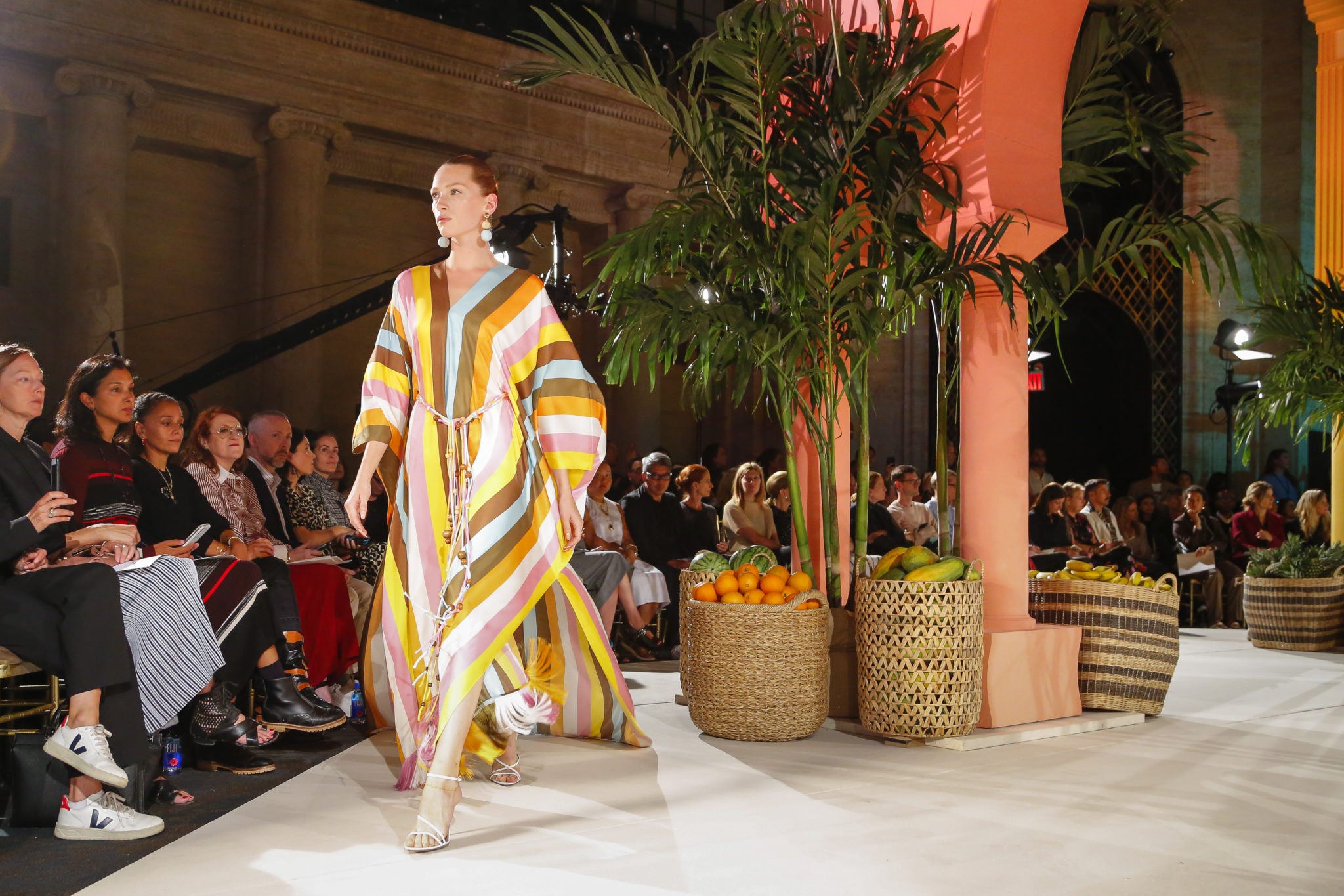 Oscar de la Renta striped caftan. (Photo courtesy of Oscar de la Renta)