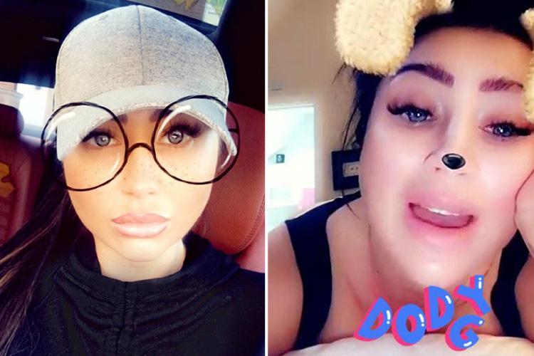 Lauren Goodger covers up her eyebrows with a baseball cap after waxing disaster