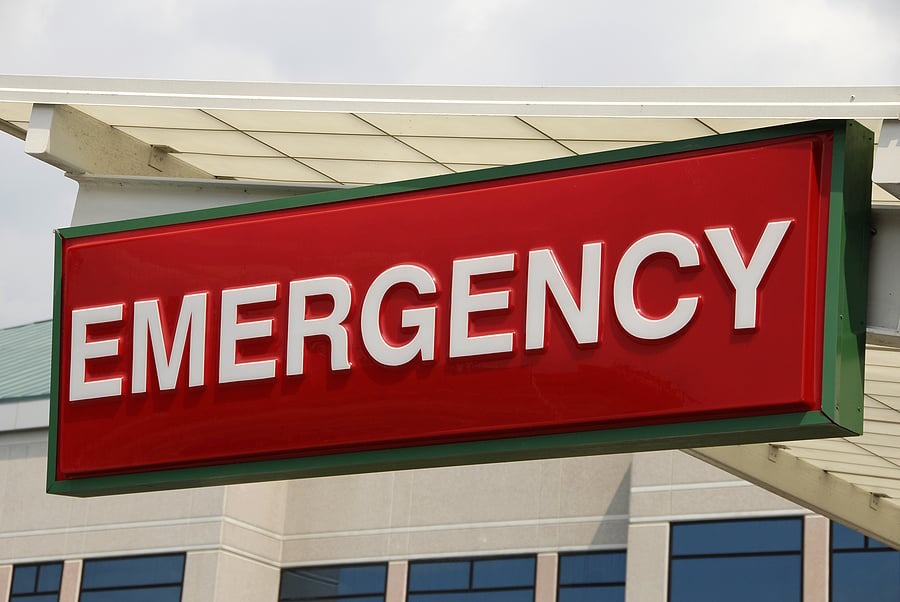 Emergency Sign over a Hospital Emergency Room Entrance