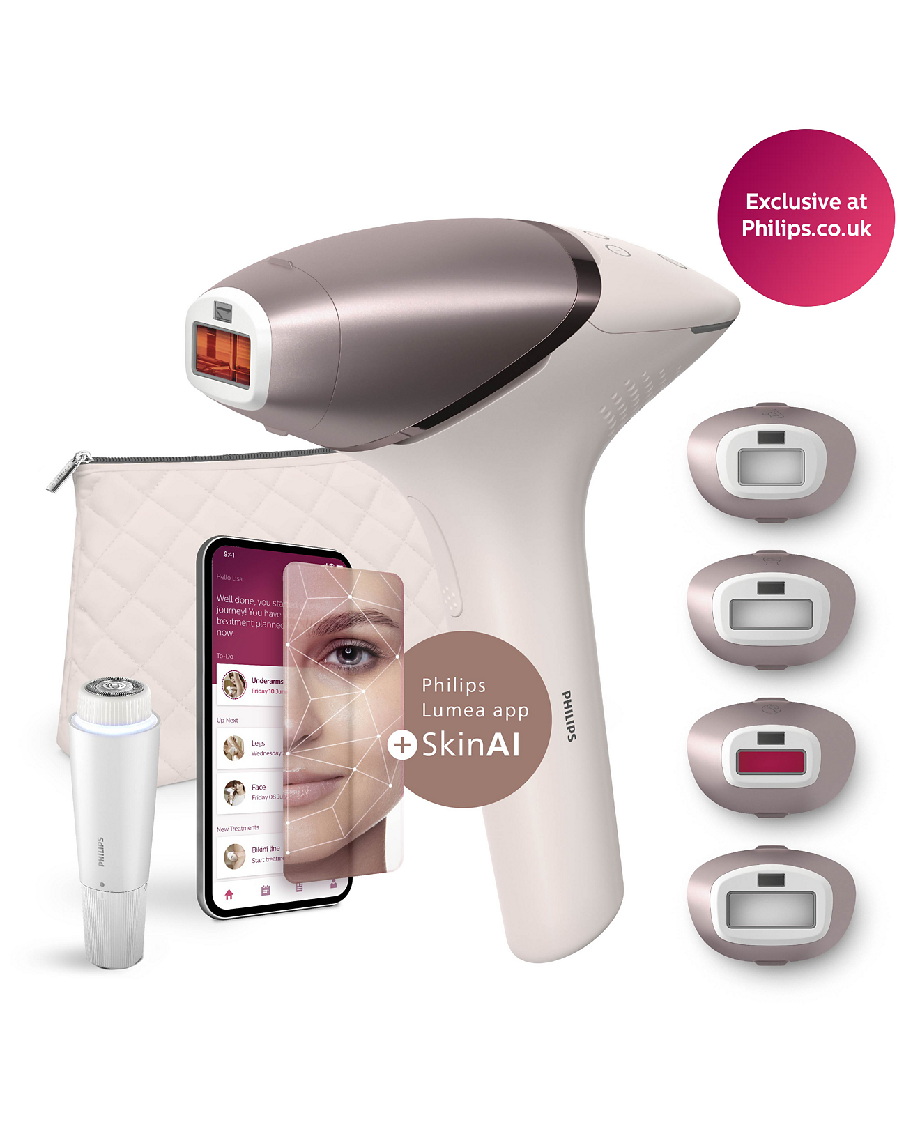 Philips Lumea IPL 9900 Series IPL hair removal device with SenseIQ for face & body