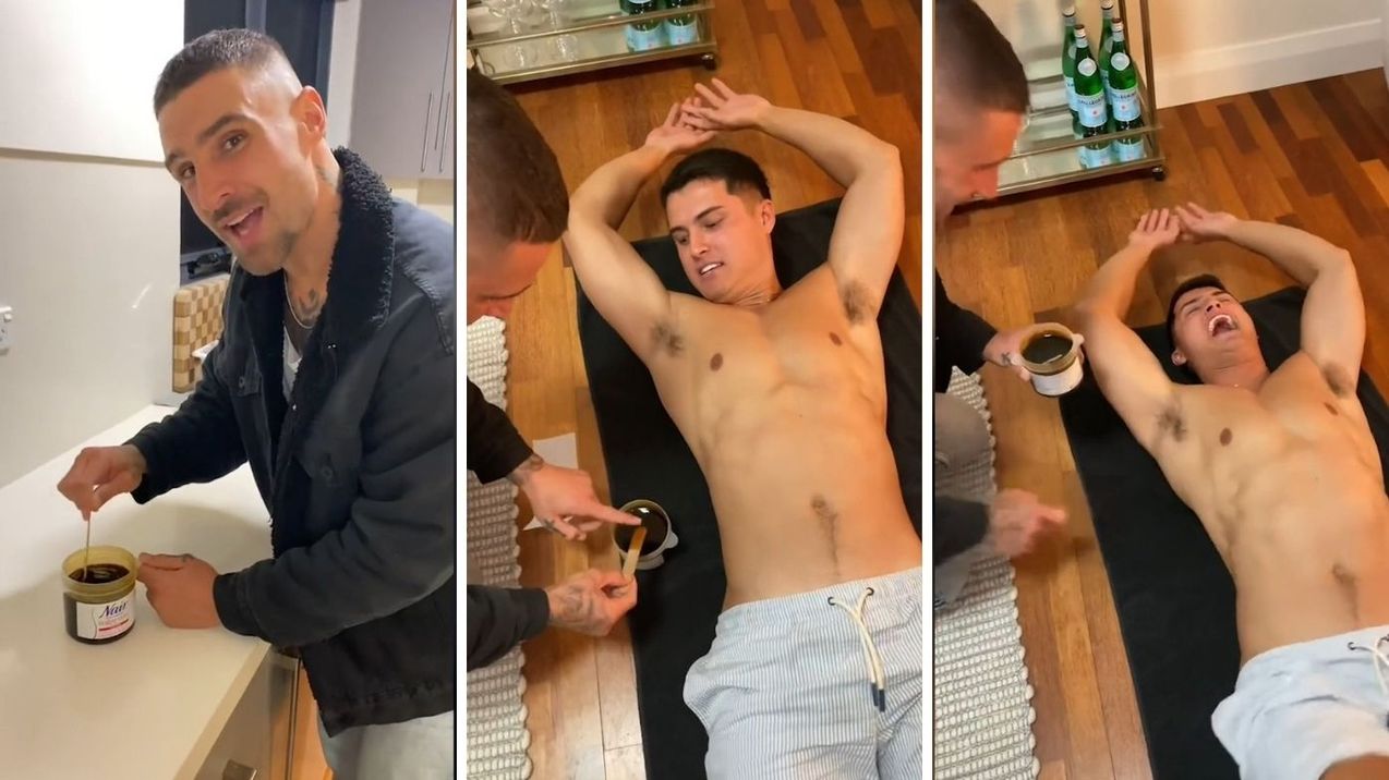 Brent continued his prank war with Al by waxing his armpits. (TikTok)