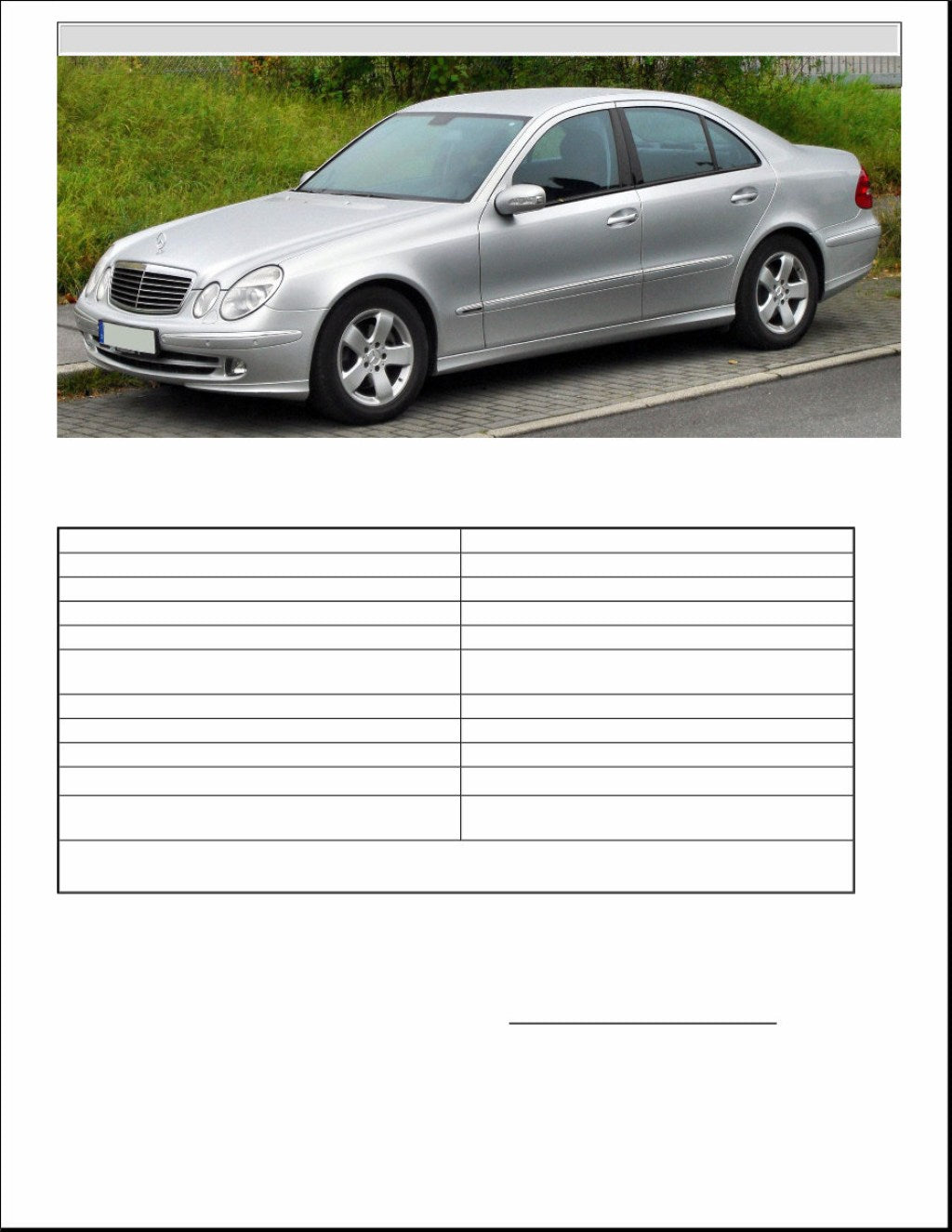 Mercedes-Benz E Service & Repair Manual