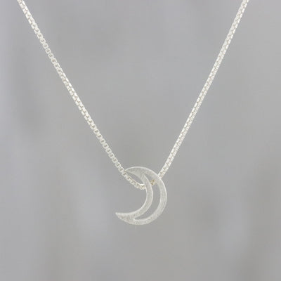 Handmade 925 Sterling Silver Lunar Moon Pendant Necklace, "Waxing Crescent"