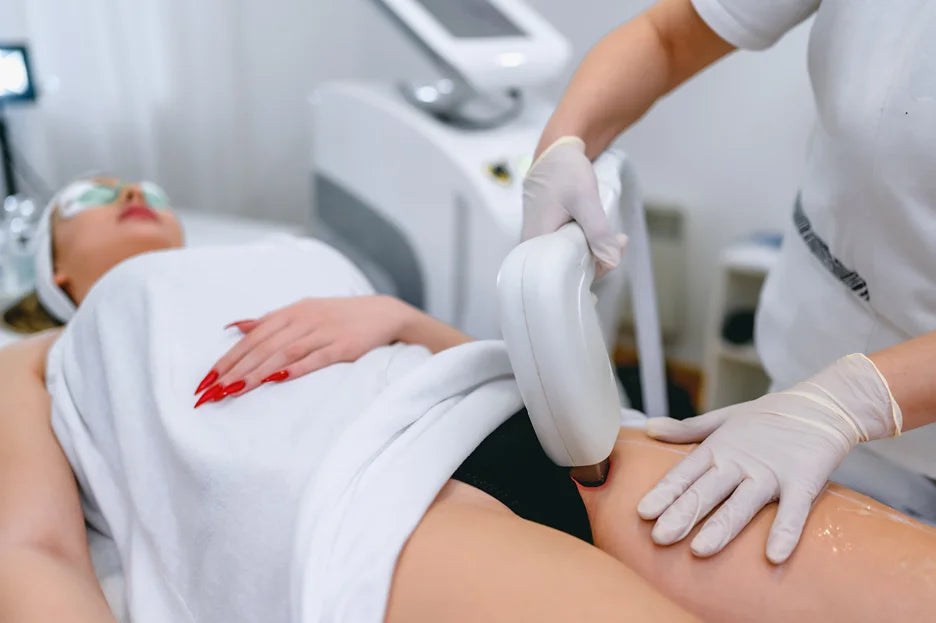 a woman getting laser hair removal treatment