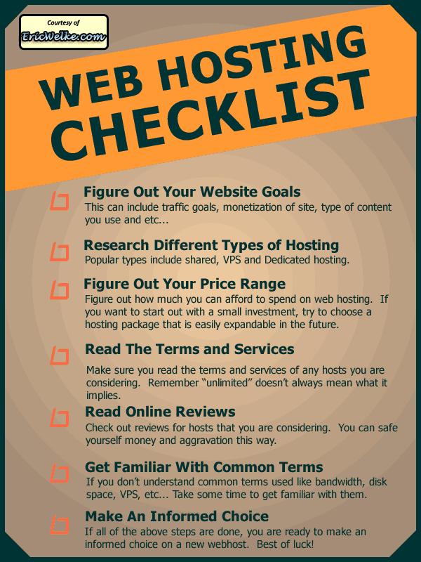 web hosting checklist